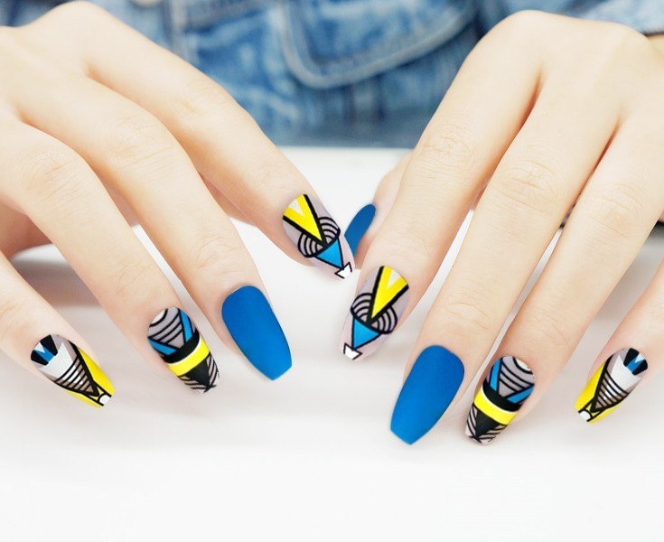 24 fake Color Printed Nails