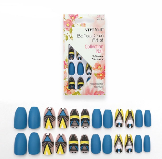 24 fake Color Printed Nails