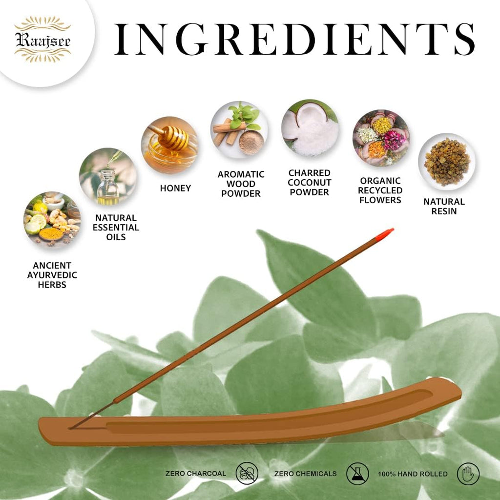 Raajsee Eucalyptus Incense Sticks (15 GMS x 12 Pack), 100% Pure Organi
