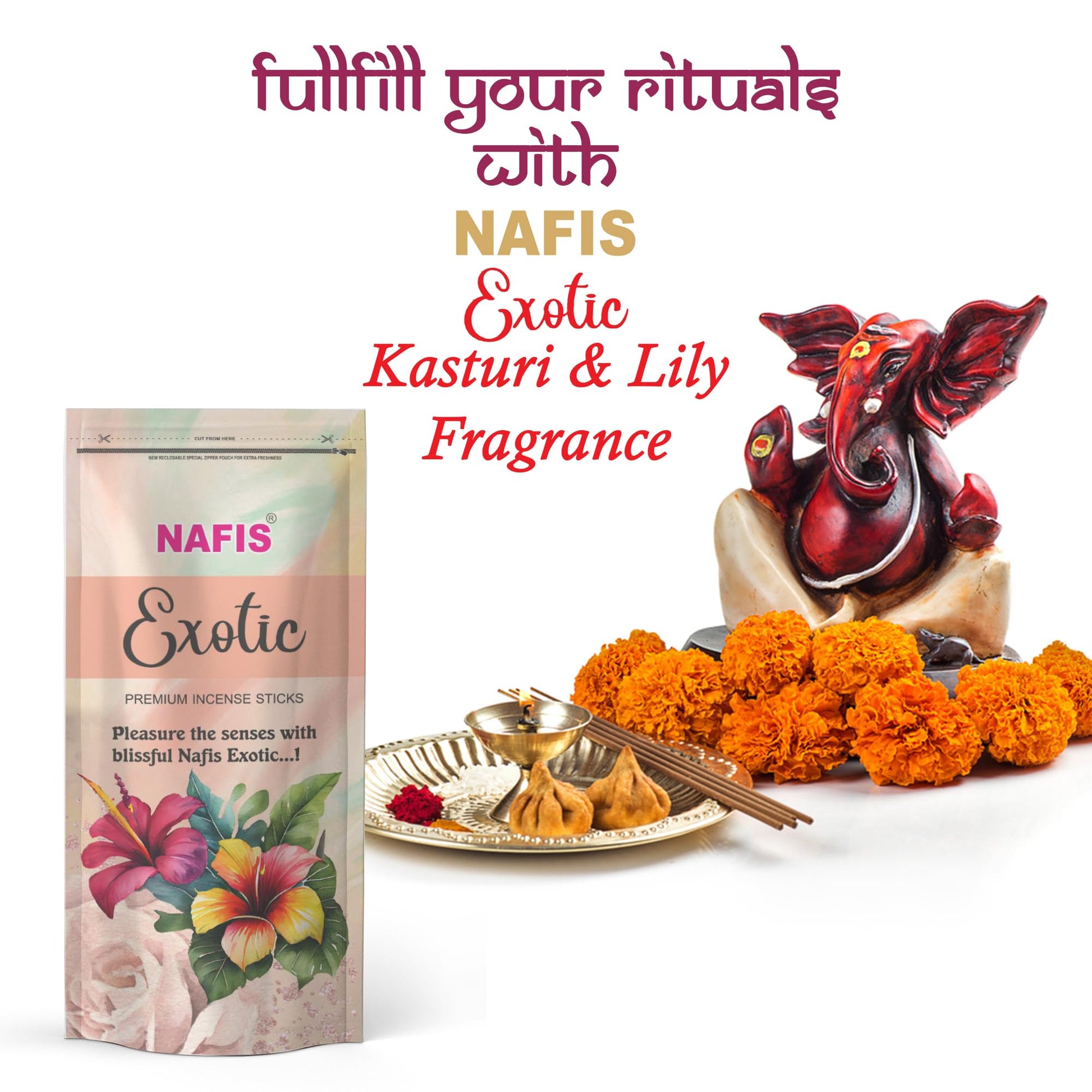 Nafis Incense Sticks Agarbatti Long Lasting Exotic Fragrance of Lily