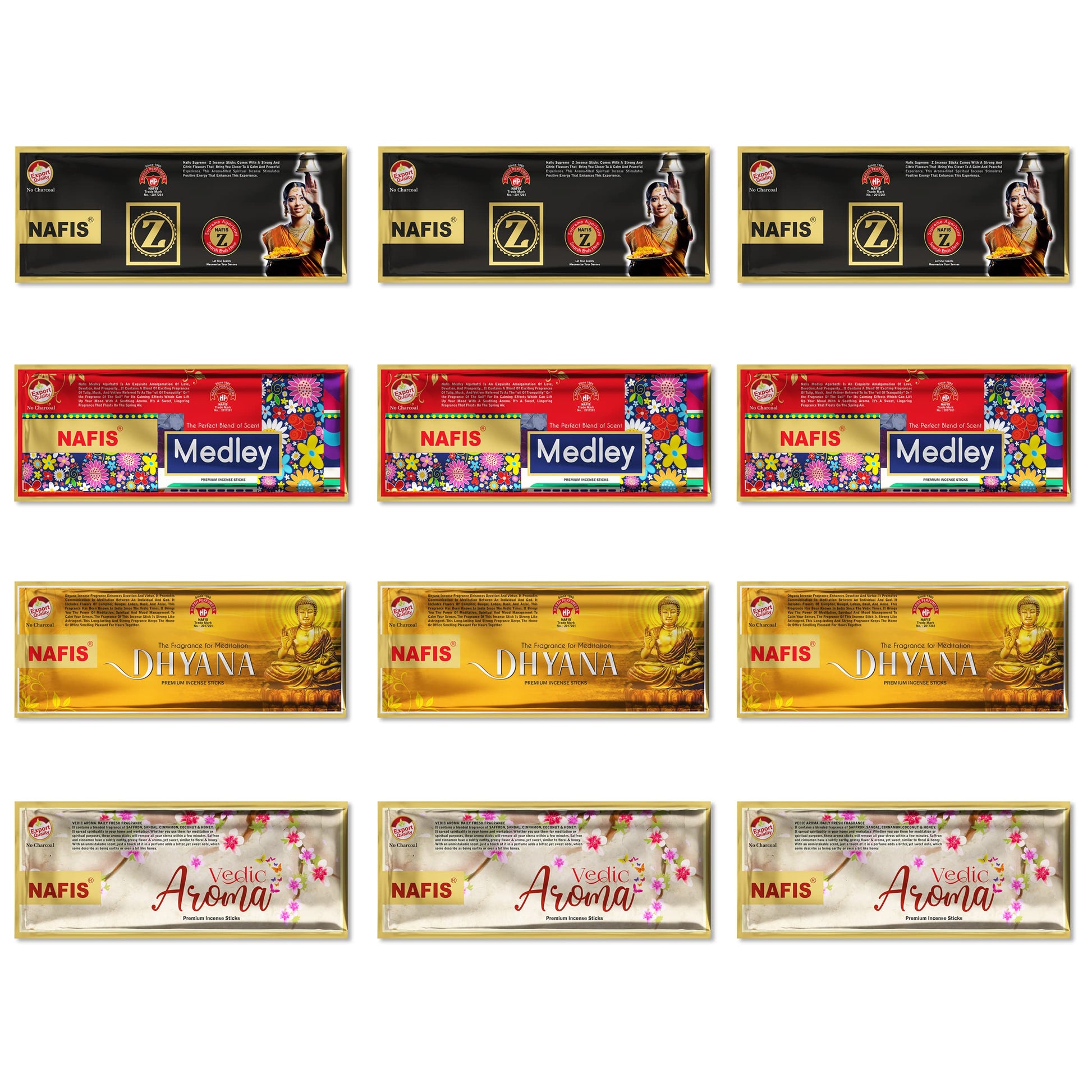Nafis Natural Incense Stick Agarbatti Long Lasting 4 in 1 Fragrance
