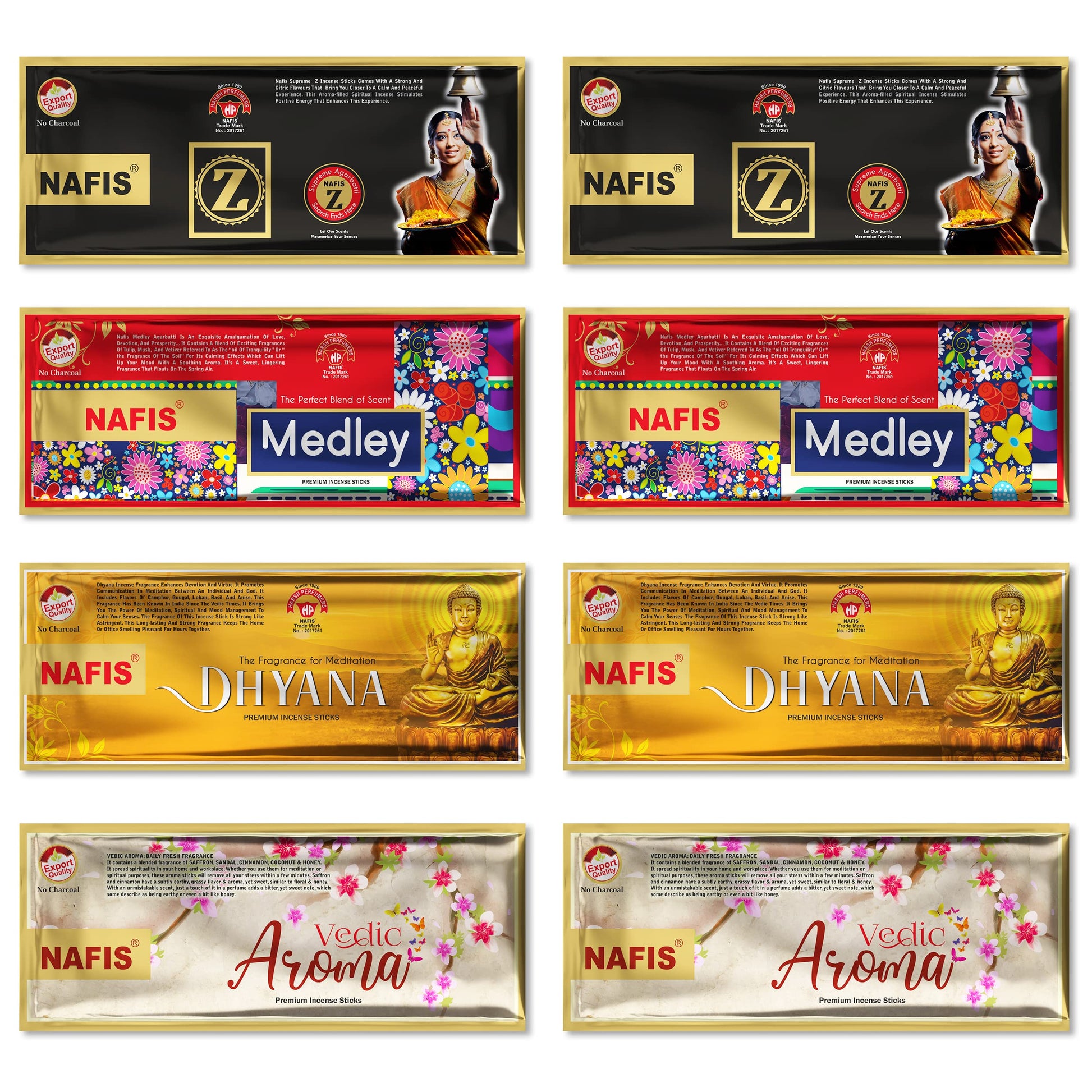 Nafis Natural Incense Stick Agarbatti Long Lasting 4 in 1 Fragrance