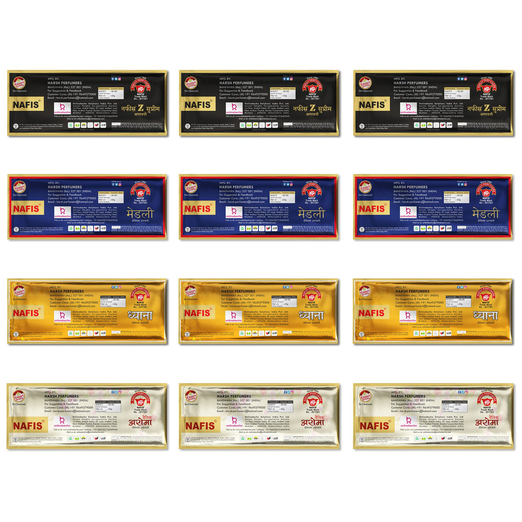 Nafis Natural Incense Stick Agarbatti Long Lasting 4 in 1 Fragrance