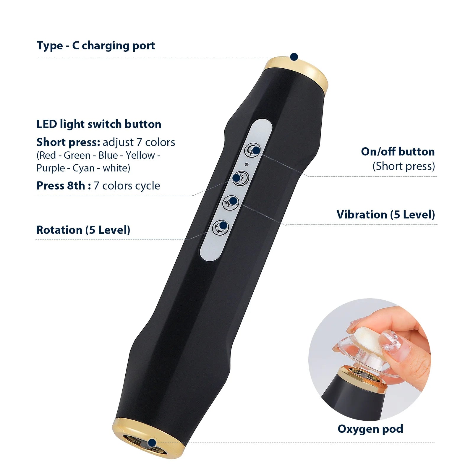 Facial CO2 Oxygen Bubble Pen Skin Care Beauty Meter Oxygen Balancing Device