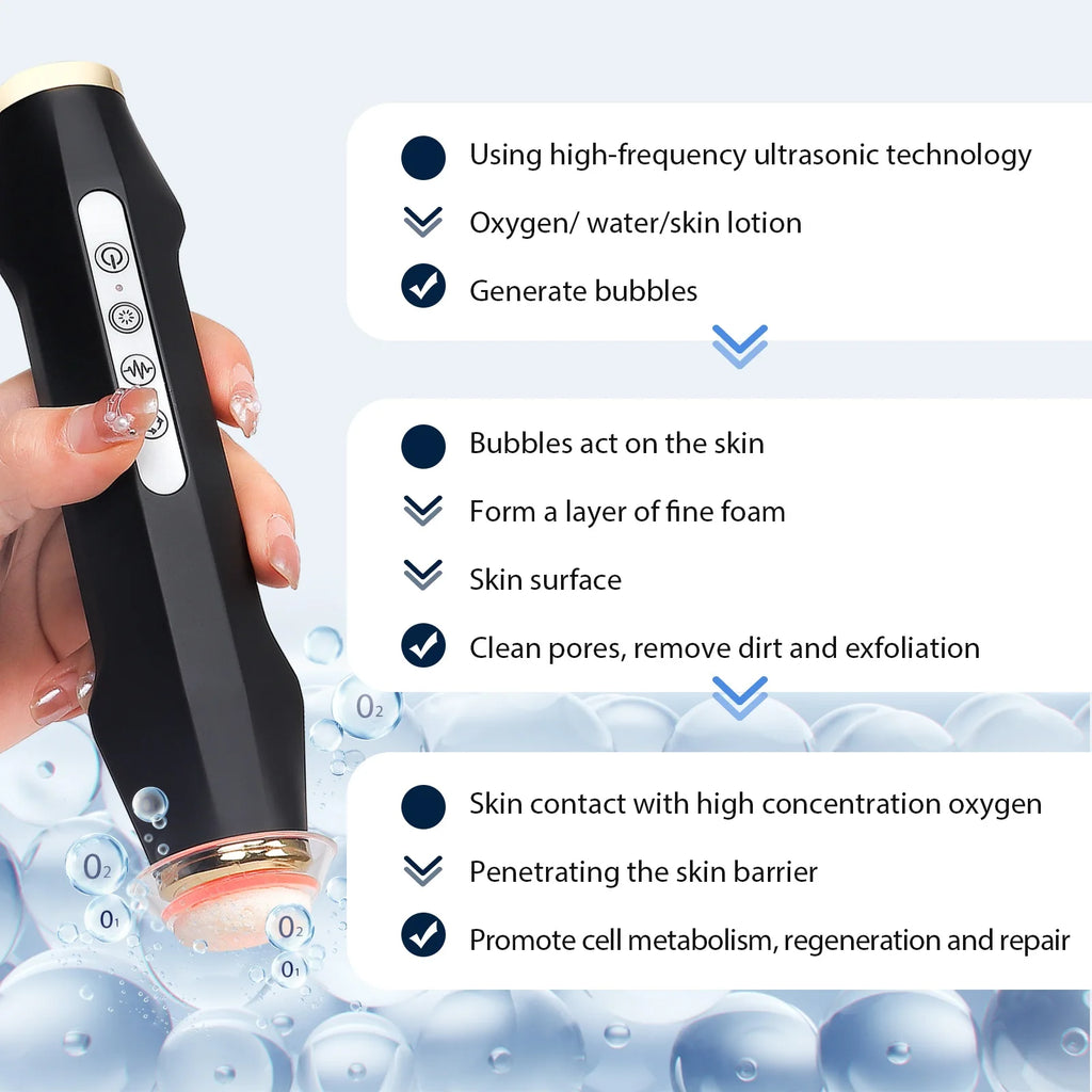 Facial CO2 Oxygen Bubble Pen Skin Care Beauty Meter Oxygen Balancing Device