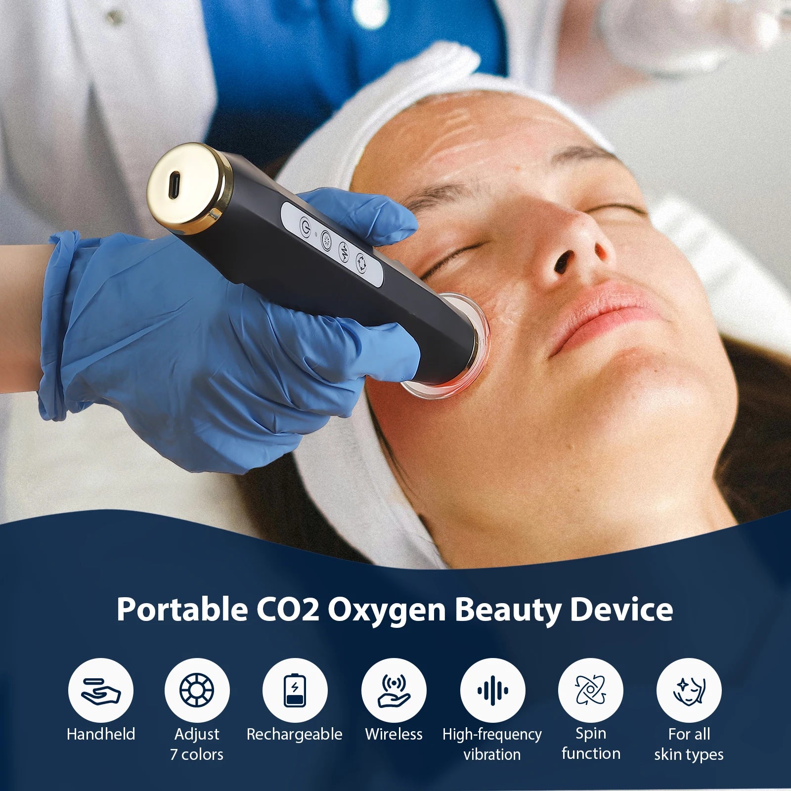 Facial CO2 Oxygen Bubble Pen Skin Care Beauty Meter Oxygen Balancing Device