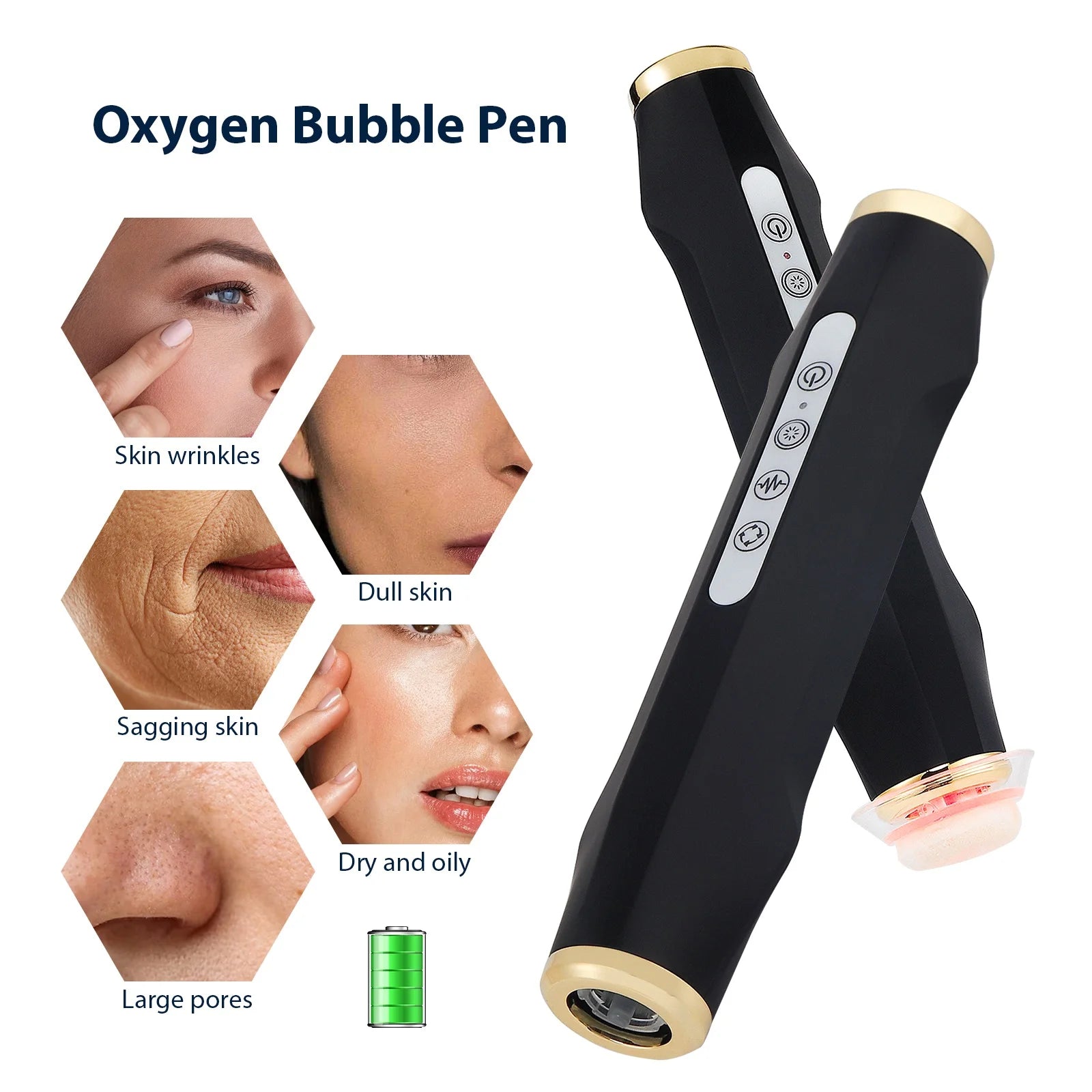 Facial CO2 Oxygen Bubble Pen Skin Care Beauty Meter Oxygen Balancing Device